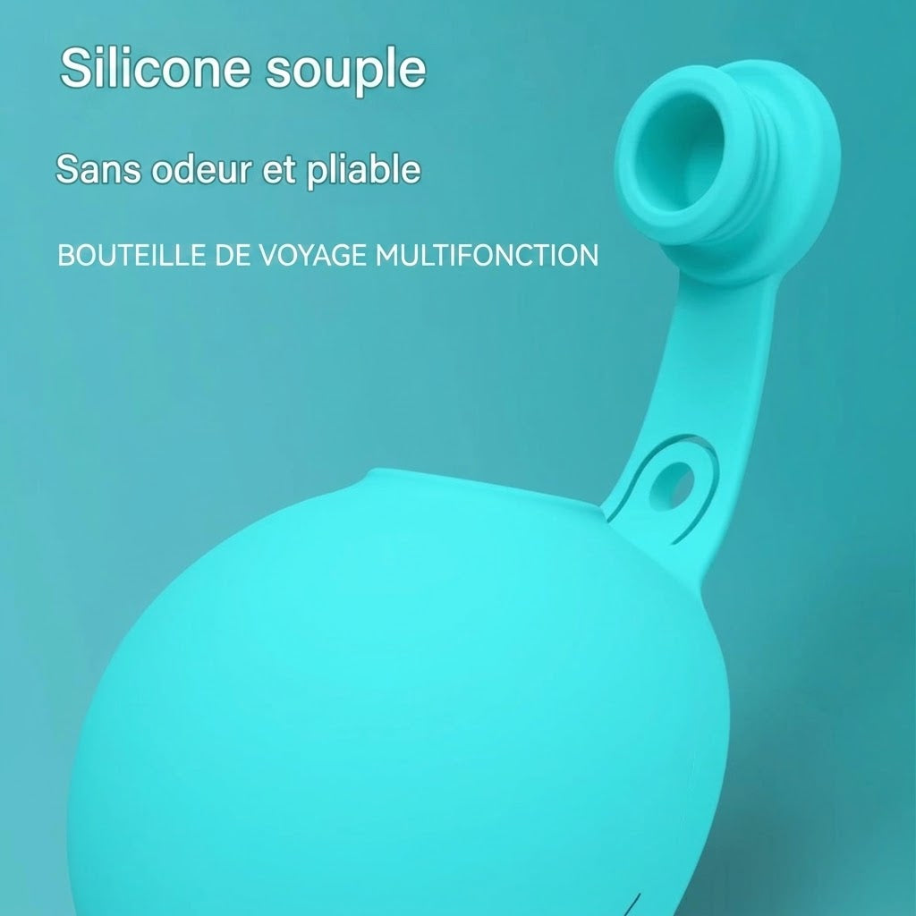 Gourde 2-en-1 Snoofy tenue d'une main, l'autre main libre pour la laisse