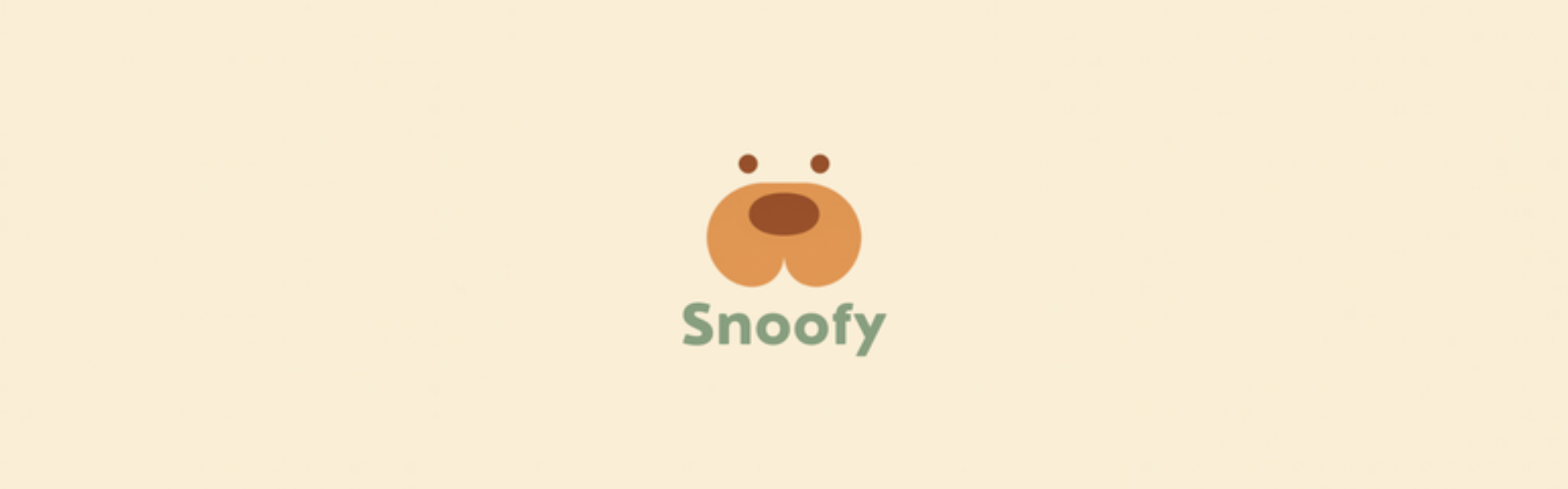 Bannière Snoofy : museau de chien terracotta sur fond crème