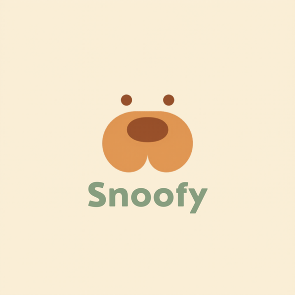 Logo Snoofy : museau de chien terracotta et nom en vert sauge